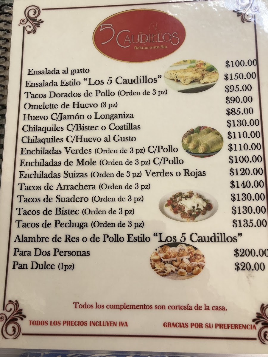 5 Caudillos Menu - Image 3