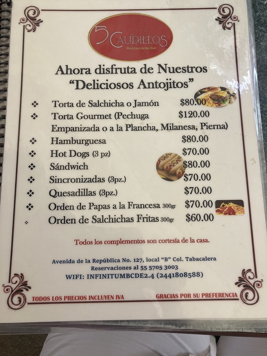 5 Caudillos Menu - Image 5